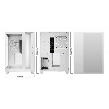 PC skriňa be quiet Light Base 500 LX White Midi Tower ATX/PS2 podpora napájacieho zdroja 3x120 mm vpredu 1x120 mm vzadu podporuje 2,5/3,5-palcové disky 305×436×432 mm