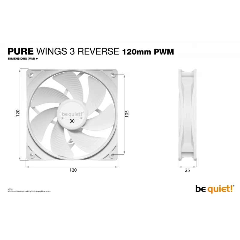 be quiet! Pure Wings 3 120mm | PWM Reverse biela 3-balík