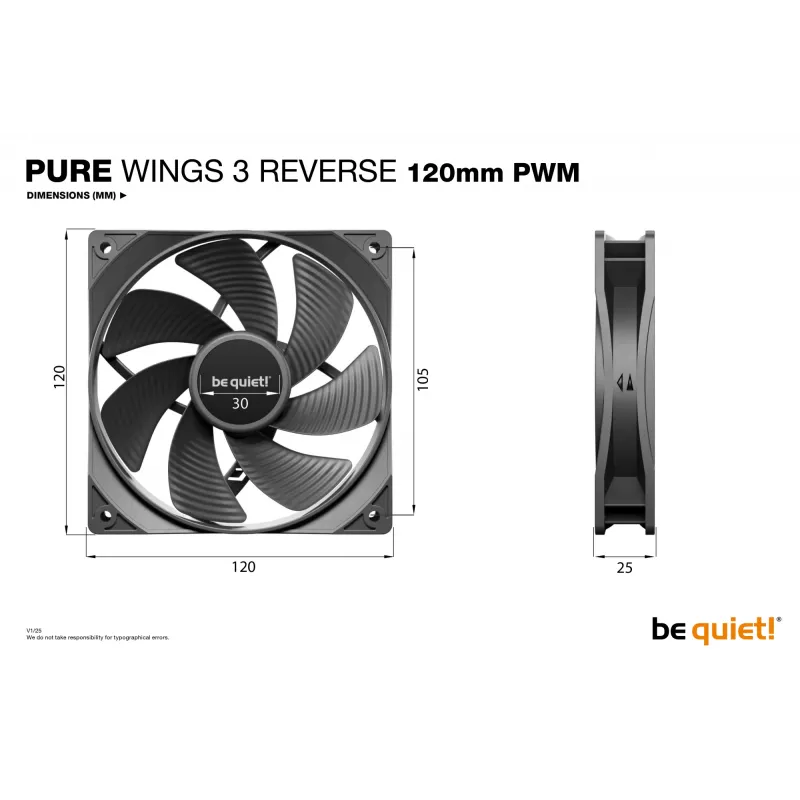 be quiet! Pure Wings 3 120mm | PWM Reverse trojbalík ventilátorov do počítačovej skrine 12 cm čierna 3 kusy