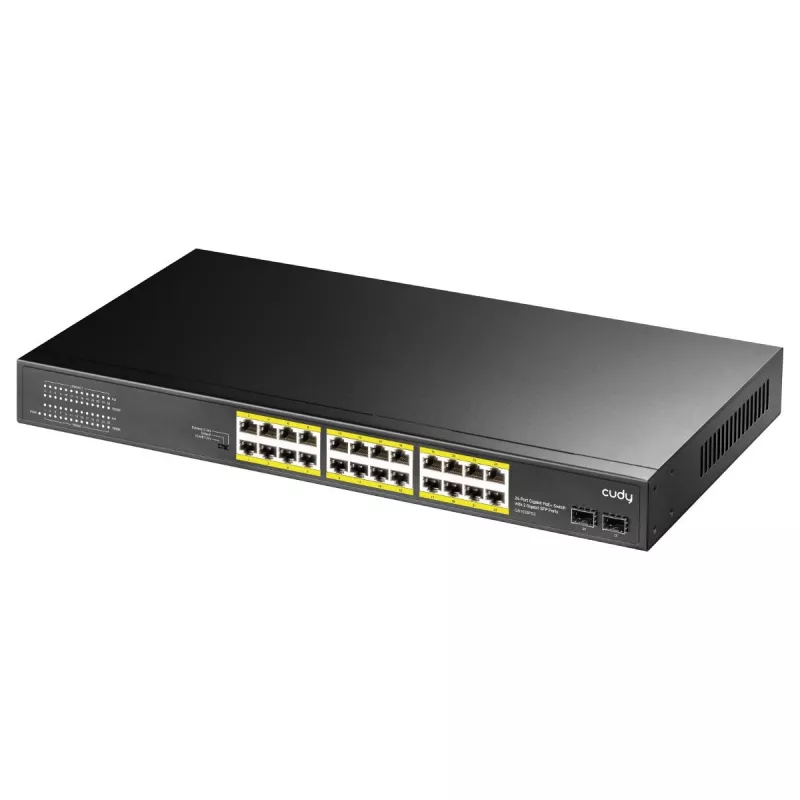 CUDY Gigabit PoE+ switch 24-portový s 2 Gigabit SFP portami model GS1028PS2