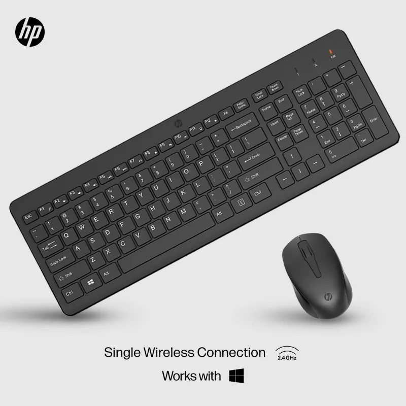 HP 330 bezdrôtová myš a klávesnica, Full-Size (100 %), bezdrôtová, RF Wireless, QWERTY, čierna, myš súčasťou