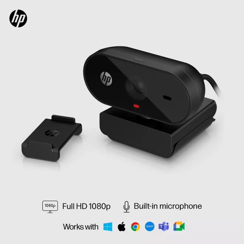 HP 320 FHD webkamera, 1920 x 1080 pixelov, Full HD, 30 fps, domácnosť, USB, čierna