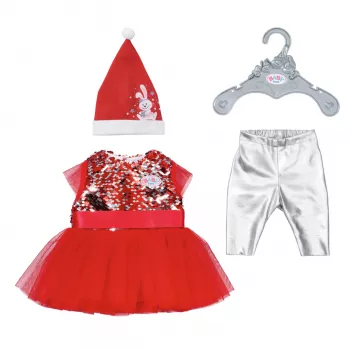 Šaty pre bábiky ZAPF BABY born Xmas Dress pre 43 cm bábiky, textil, viacfarebné, skladacie, vek 3–12