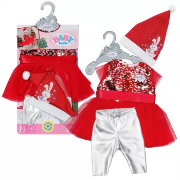 Šaty pre bábiky ZAPF BABY born Xmas Dress pre 43 cm bábiky, textil, viacfarebné, skladacie, vek 3–12
