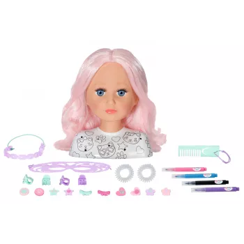 BABY born Styling Head Artist, make-up/účesová hlava bábiky, ženská, 3 rok(y), viacfarebná