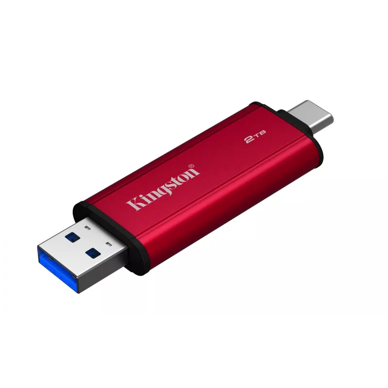 Externý SSD Kingston 2 TB Dual USB-A/USB-C, USB 3.2 Gen 2, čítanie 1050 MB/s, zápis 950 MB/s, čierna/červená