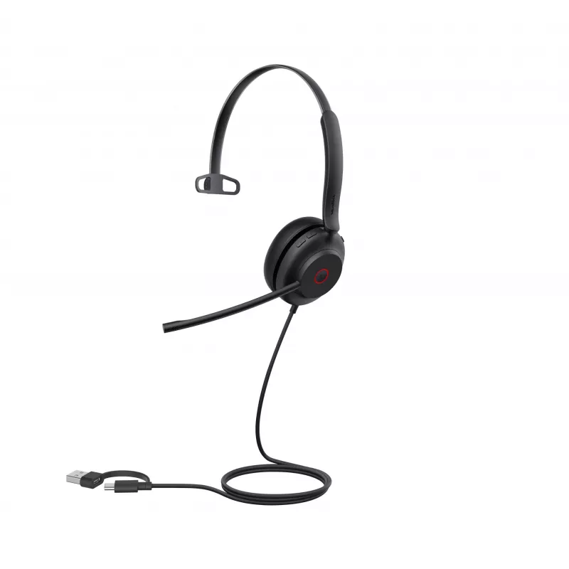 Yealink UH35 Mono UC USB-C/A headset, káblový, 20–20000 Hz, hovory/hudba, 96,5 g, headset, čierny