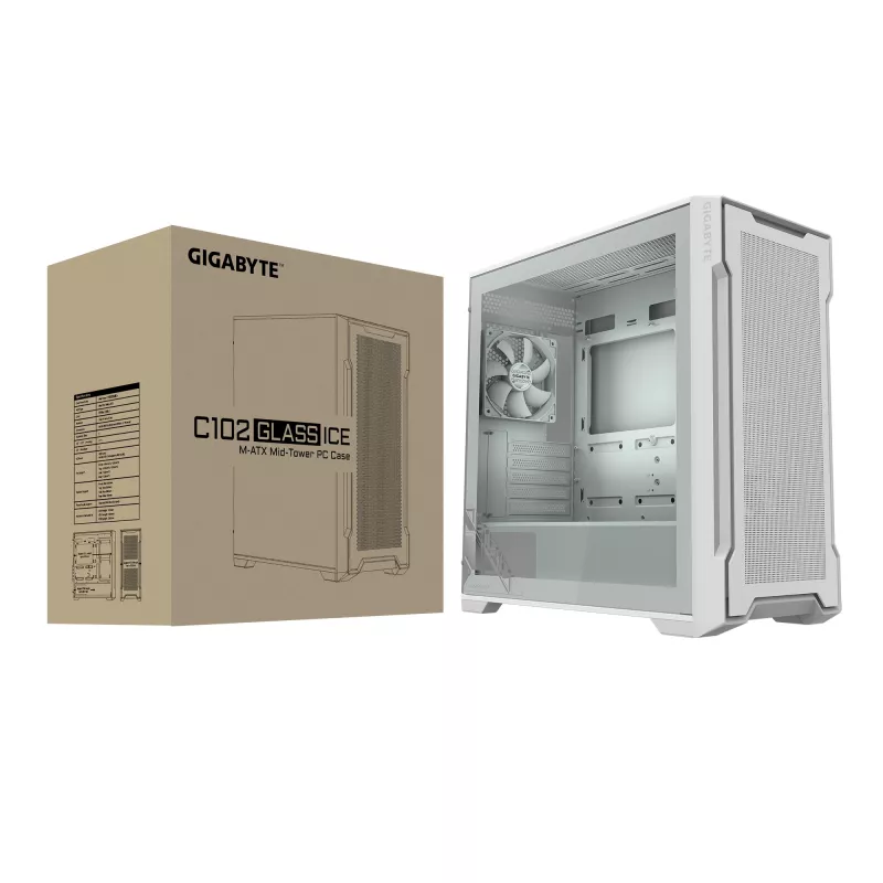 PC skriňa GIGABYTE C102 GLASS Midi Tower biela