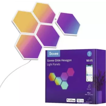 Govee B6061 LED svetelné panely balenie 5 ks RGB meniace farby – modulárne dekoratívne nástenné osvetlenie