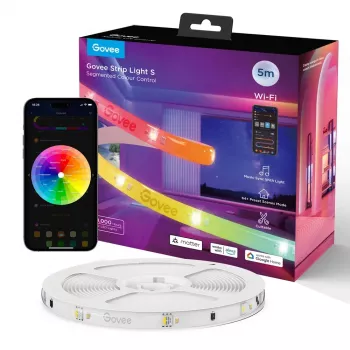 Inteligentný LED pás Govee Strip Light S 5m – WLAN/Bluetooth, RGBIC, 5 000 mm, biela