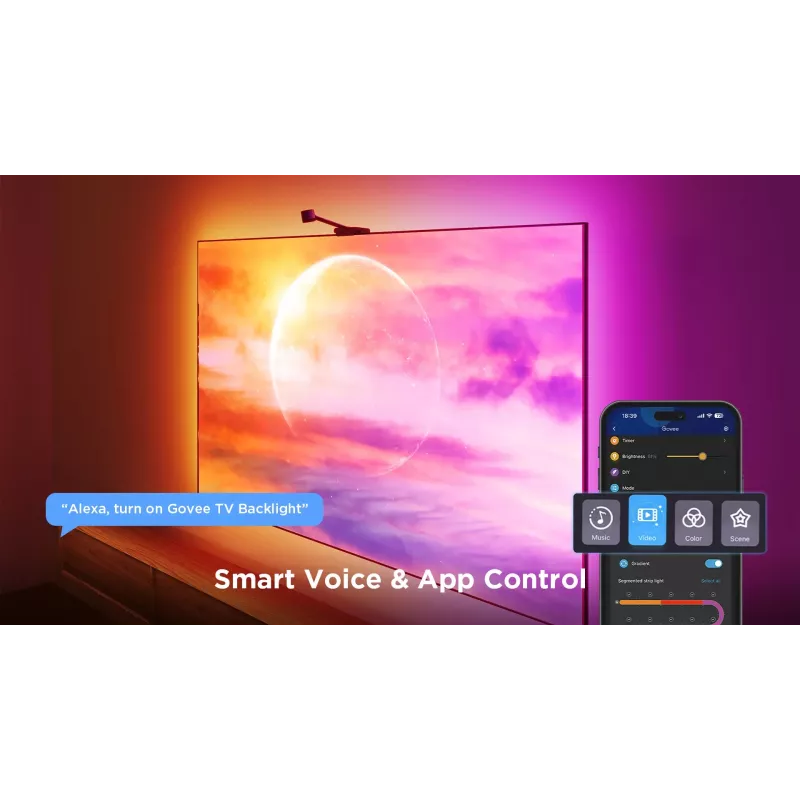 Inteligentný LED pás Govee H6098 — Wi‑Fi/Bluetooth, čierna, 2 kWh/1000h, energetická trieda G
