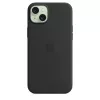 Puzdro Apple iPhone 15 Plus Silicone Case s MagSafe čierna