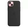 Puzdro Apple iPhone 15 Plus Silicone Case s MagSafe čierna