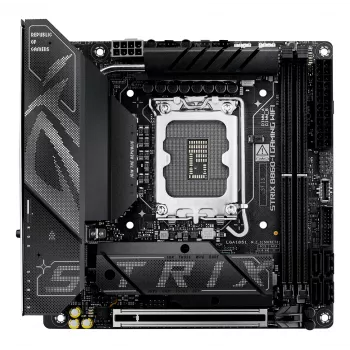 Základná doska ASUS ROG STRIX B860-I GAMING WIFI — Intel B860, LGA 1851, mini ITX, 2× DDR5 DIMM (až 128 GB), Wi‑Fi 7, 2.5Gb LAN