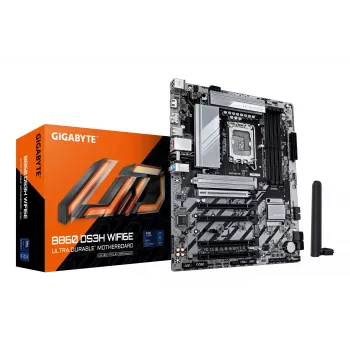 GIGABYTE B860 DS3H WIFI6E základná doska - Intel Core Ultra Series CPUs, 8+1+2+2 fáz VRM, až 9066MHz DDR5, 1xPCIe 5.0 + 1xPCIe 4.0 M.2, 2.5GbE LAN, WIFI 6E, USB 3.2 Gen 2x2