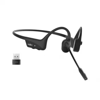 Headset Shokz OpenComm2 UC 2025 — bezdrôtový headset s kostným vedením, 16 h hovoru, USB Type-A/Type-C, ANC, dosah 29 m, čierny