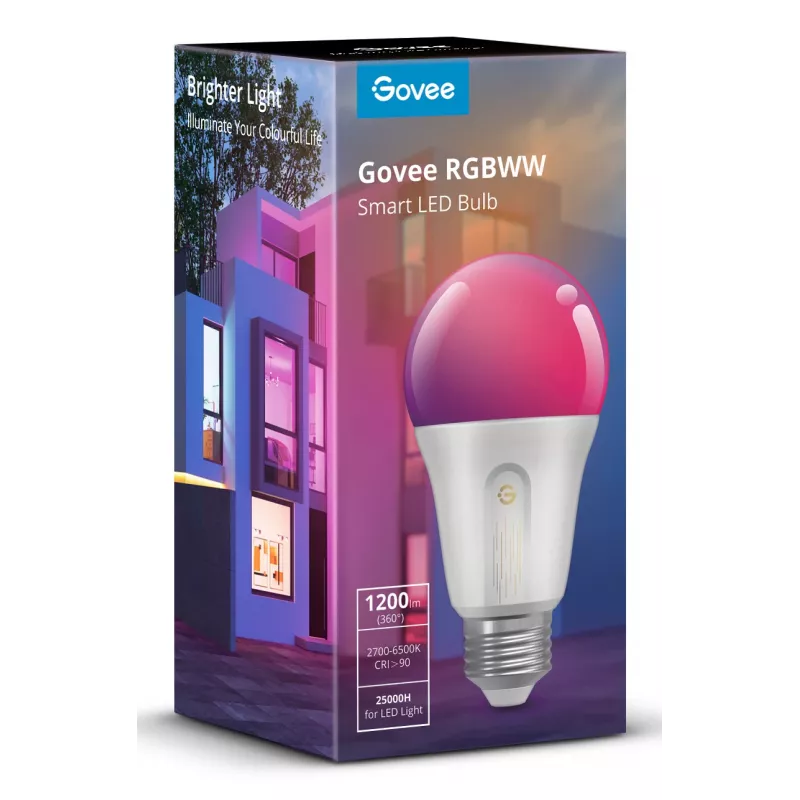 Govee H60093C1 Smart žiarovka, 1200 lm, WLAN & Bluetooth, 12 W, E26, biela