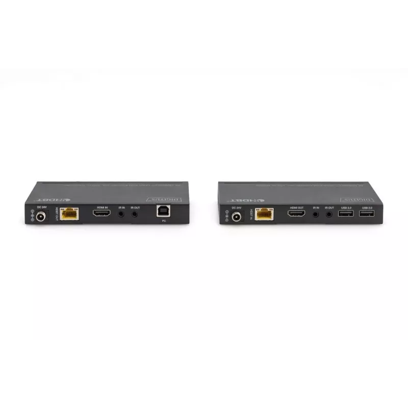 DIGITUS HDBaseT KVM predlžovač sada. 150m 4K/60Hz. USB 2.0. PoC. IR. čierny