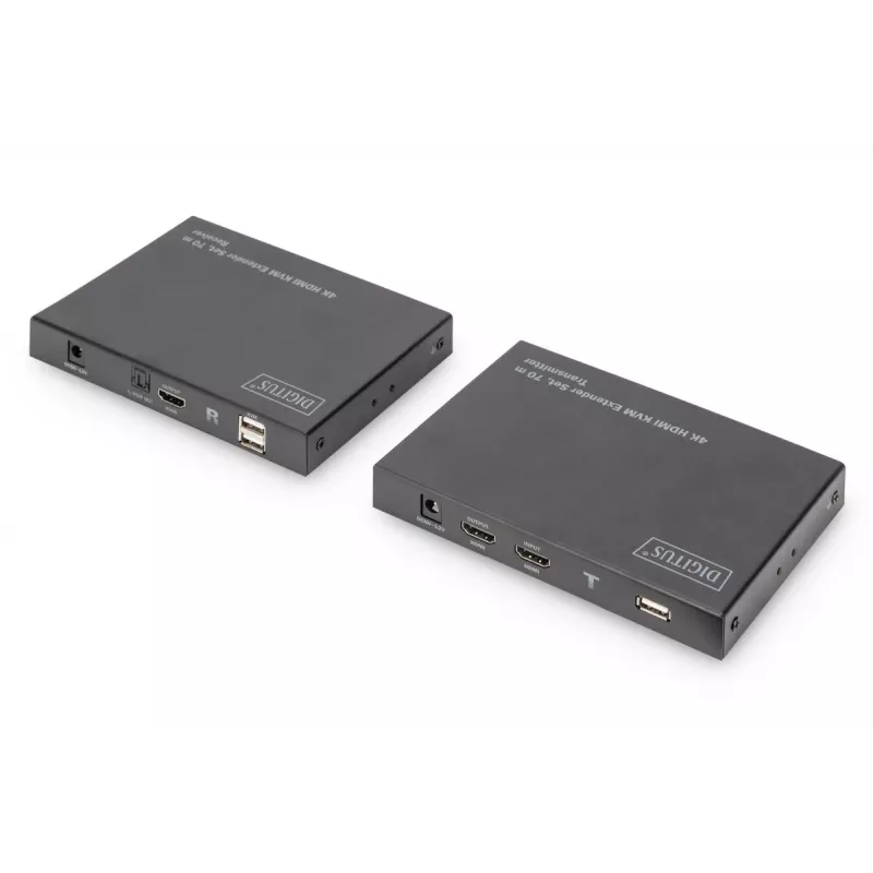 DIGITUS HDMI 2.0 HDMI KVM predlžovač sada – 70 m, USB 1.1, podpora dotykového panela