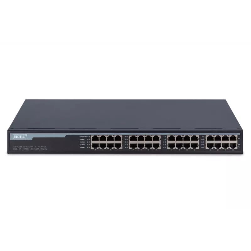 Gigabit Ethernet PoE+ injektor Digitus DN-95116 16 portov 250W