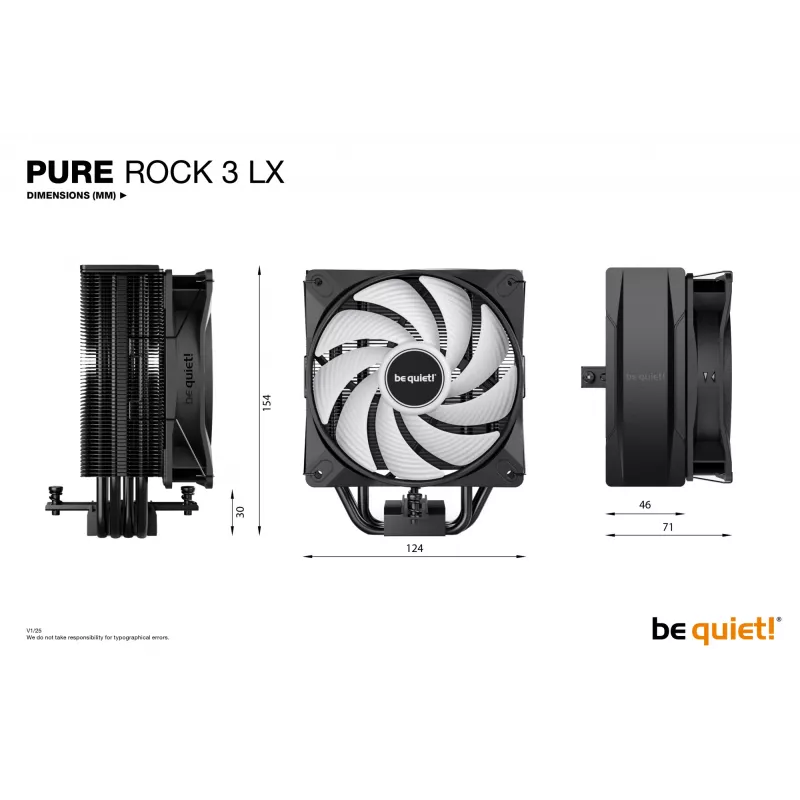 be quiet! Pure Rock 3 LX vzduchový chladič procesora 12 cm čierny 1 ks