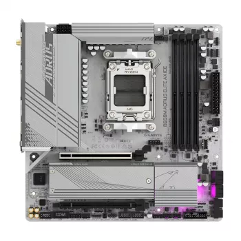 Základná doska GIGABYTE B650M AORUS ELITE AX ICE - AMD Ryzen 9000 Series CPU, 12+2+2 fáz VRM, až do 8000 MHz DDR5 (OC), 1x PCIe 5.0 + 1x PCIe 4.0 M.2, 2,5 GbE LAN, WLAN 6E, USB 3.2 Gen 2x2