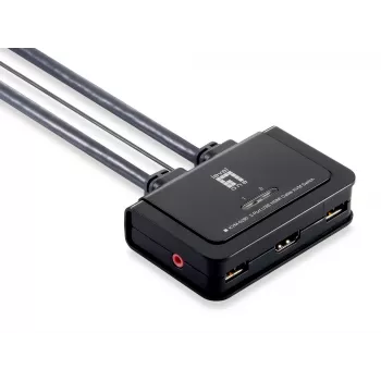 LevelOne 2-portový USB HDMI kábel KVM switch, 1920 x 1200 pixelov, čierny, sivý