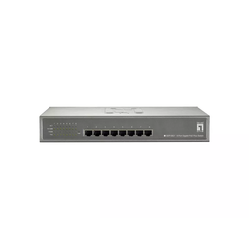LevelOne 8-portový gigabitový PoE switch, 802.3at/af PoE, 123,2 W