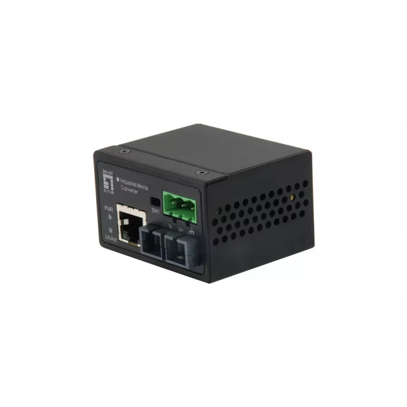 LevelOne IEC-4002 priemyselný konvertor médií RJ45 na ST, Fast Ethernet 100 Mb/s, multimódové optické vlákno, 1310 nm, 2 km