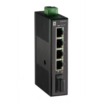 LevelOne 5-port Fast Ethernet priemyselný switch, DIN lišta, 1 x SC multimódové vlákno, -20 °C až 70 °C
