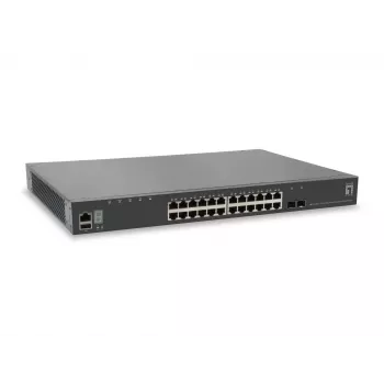 LevelOne KILBY 28-port stackovateľný L3 Managed Gigabit switch, 2 x 10GbE SFP+, 1 x 10GbE modulový slot