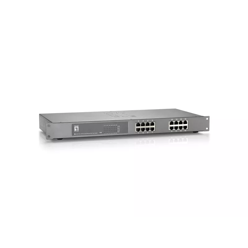 LevelOne 16-portový Fast Ethernet PoE switch, 802.3at/af PoE, 120W