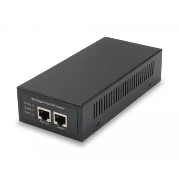 LevelOne Gigabit PoE injektor, 60 W, 802.3at/af PoE, Gigabit Ethernet, 10,100,1000 Mbit/s, IEEE 802.3af, IEEE 802.3at, IEEE 802.3bt, čierna, napájanie, 60 W