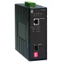 LevelOne IEC-2000 priemyselný konvertor médií Gigabit RJ45 na SFP, IP30, 12-48 V DC, hliník, čierny