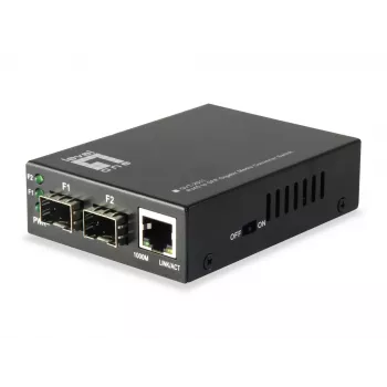 LevelOne RJ45 na SFP Gigabit mediálny konvertor switch, 2 x SFP, 1 x RJ45