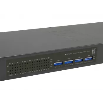LevelOne 34-portový Fast Ethernet PoE switch, 802.3at/af PoE, 32 PoE výstupov, 2 x Gigabit RJ45, 380W