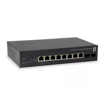 LevelOne 10-portový Web Smart Gigabit PoE switch, 8 PoE výstupov, 2 x Gigabit SFP, 70W