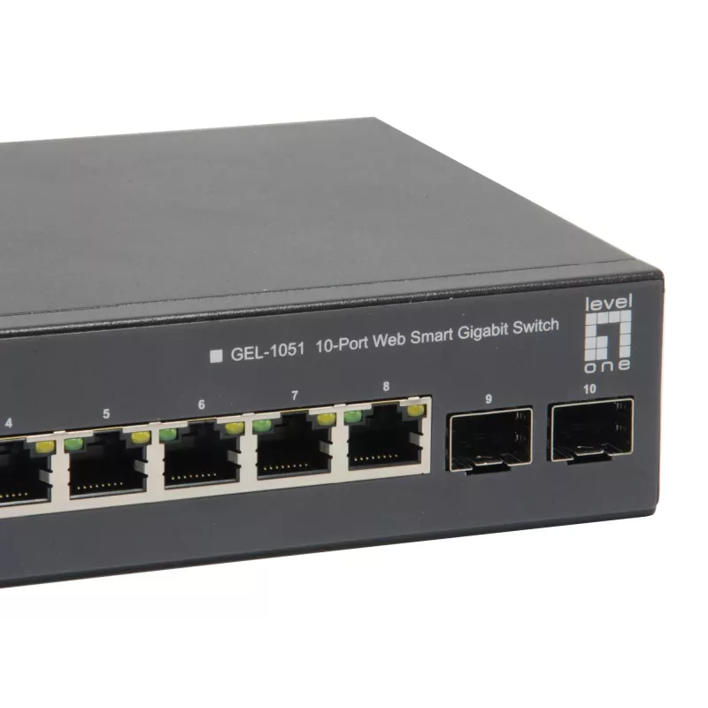 LevelOne 10-portový Web Smart Gigabit PoE switch, 8 PoE výstupov, 2 x Gigabit SFP, 70W