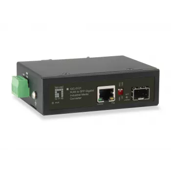 LevelOne RJ45 na SFP Gigabit priemyselný mediálny konvertor, 1 PoE výstup