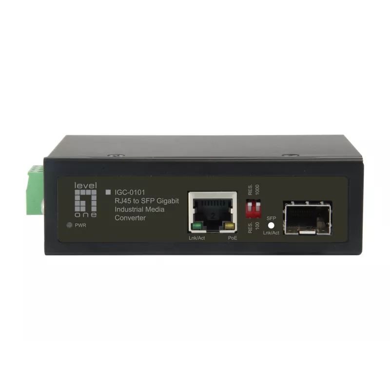LevelOne RJ45 na SFP Gigabit priemyselný mediálny konvertor, 1 PoE výstup