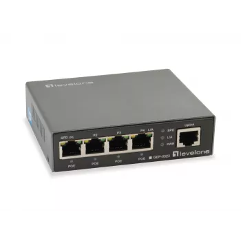 LevelOne 5-portový Gigabit PoE switch, 802.3at/af PoE, 4 PoE výstupy, 60W
