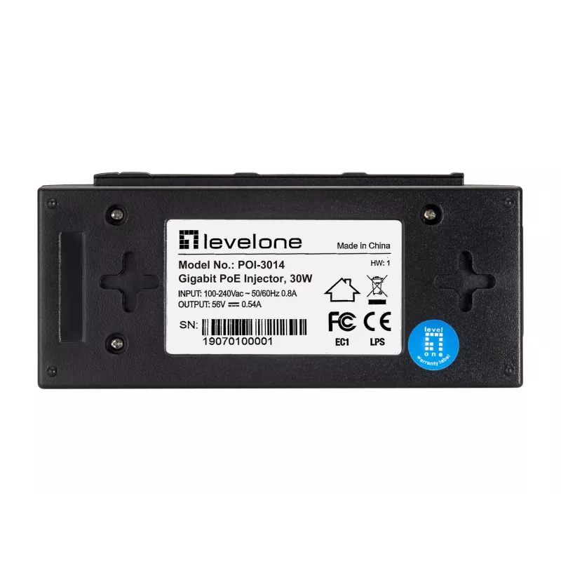 LevelOne POI-3014 PoE adaptér Fast Ethernet, Gigabit Ethernet 52 V