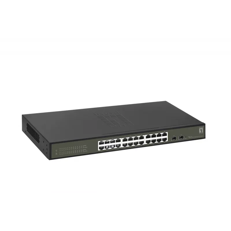 LevelOne Hilbert 26-portový Gigabit Smart Lite switch, 24 x Gigabit RJ45, 2 x Gigabit SFP