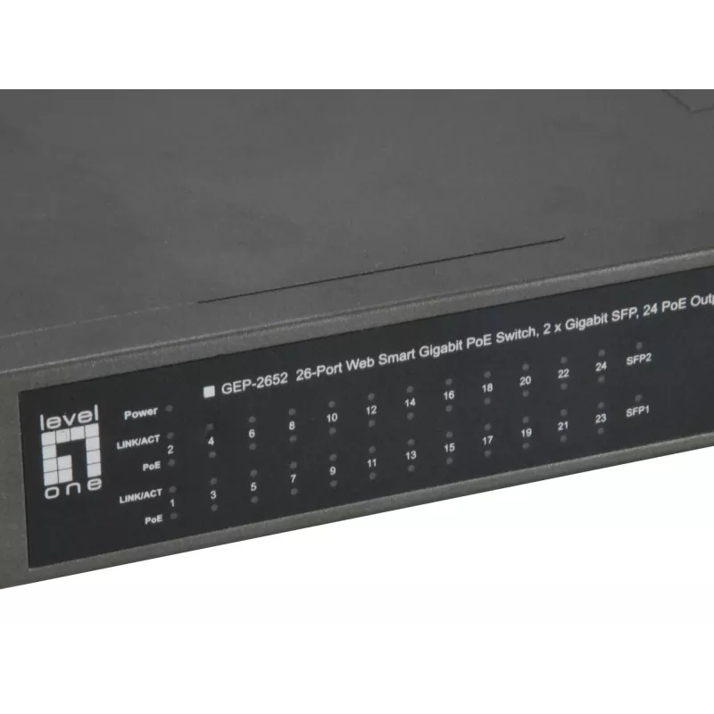 LevelOne GEP-2652 sieťový switch managed L2 Gigabit Ethernet (10/100/1000) Power over Ethernet (PoE) sivá