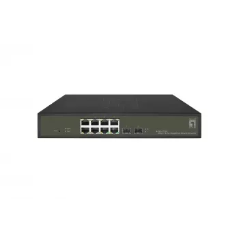 LevelOne Hilbert 10-portový Gigabit PoE Smart Lite switch, 8 PoE výstupov, 2 x Gigabit SFP, 802.3at/af PoE, 130W PoE rozpočet