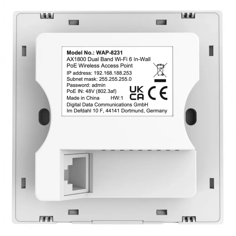 LevelOne AX1800 dvojpásmový Wi-Fi 6 do steny PoE WLAN access point