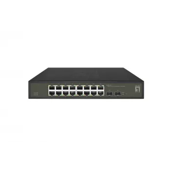 LevelOne Hilbert 18-portový Gigabit Smart Lite switch, 16 x Gigabit RJ45, 2 x Gigabit SFP