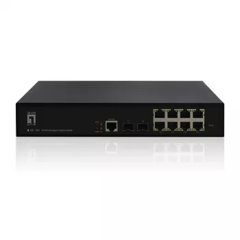 LevelOne KILBY 10-portový L2 Managed Gigabit switch, 2 x SFP, Managed, L2, Gigabit Ethernet (10/100/1000), montáž do racku
