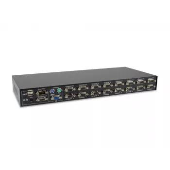 LevelOne 16-portový PS/2-USB VGA KVM switch, 2048 x 1536 pixelov, racková montáž, 1U, čierna