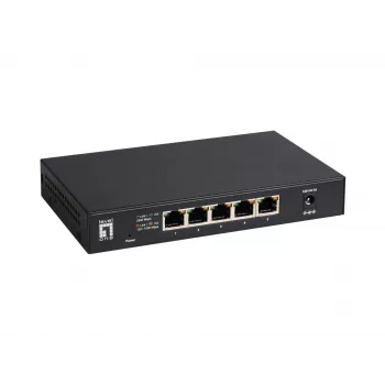 5-portový unmanaged 2.5G Ethernet switch LEVELONE GEU-0525 — 5× 2.5G RJ-45, unmanaged, 25 Gbit/s switching, nástenná montáž